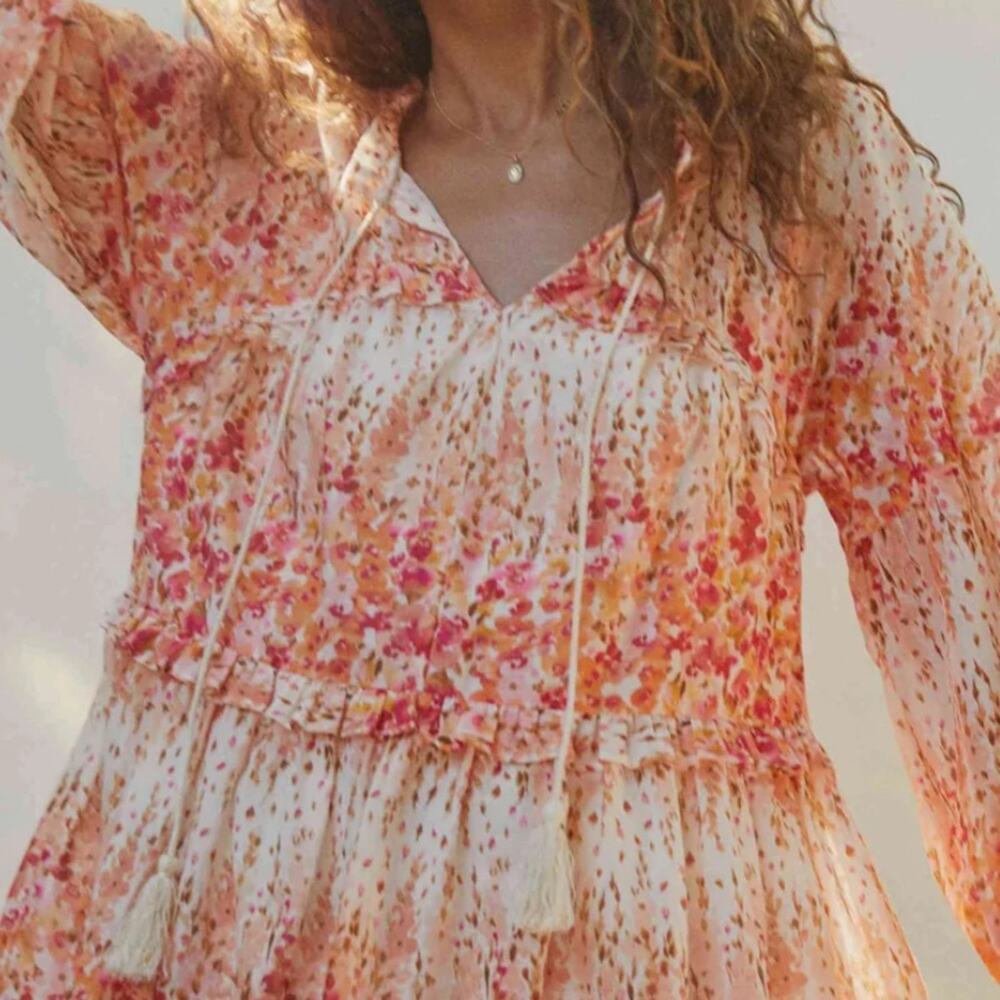 NWT Christy dawn the Adeline dress in sunset gladiola - orange pink floral large - Picture 6 of 13